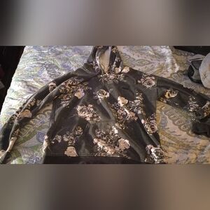 Vans Black and White Floral Hoodie